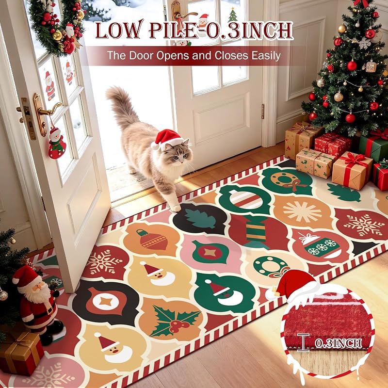 nesrt 2x8 Ft Christmas Runner Rug — Moroccan Trellis Non-Slip Washable