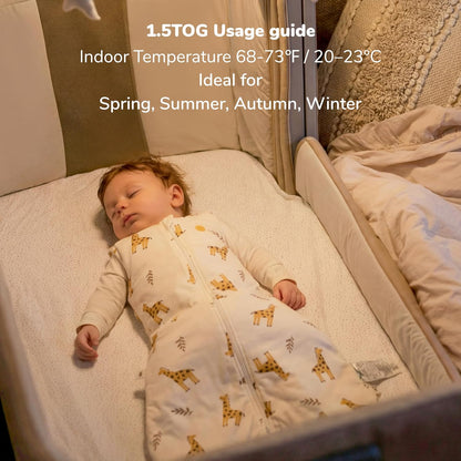 Momcozy Baby Sleep Sack - 1.5 TOG Wearable Blanket with Plush Filling & Two-Way Zipper | Small Giraffe