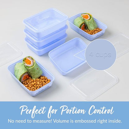 Bentgo Prep - 20-Piece Reusable Meal Prep Containers | Durable, BPA-Free, Microwave & Dishwasher Safe (Periwinkle)