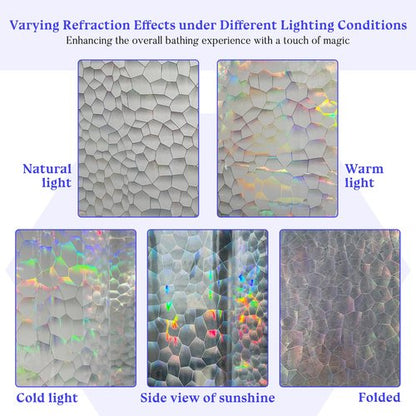 Mrs Awesome Holographic Shower Curtain Liner with 3 Magnets for Bathroom, Waterproof Clear Water Cube Plastic Iridescent Shower Curtain Sparkly, Glitter PEVA Liner 72 x 72 inches