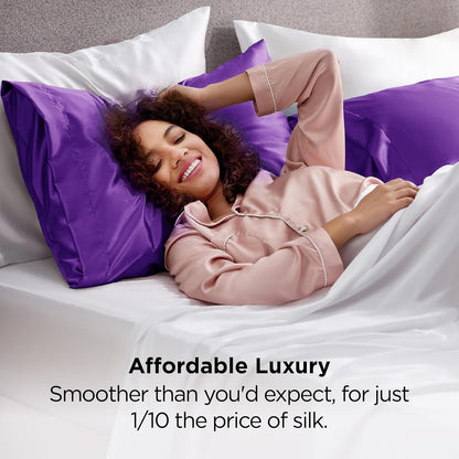 Bedsure Satin Pillowcase - Luxurious Silk-Like Comfort | Standard Size 20x26 Inches, Purple, 2-Pack