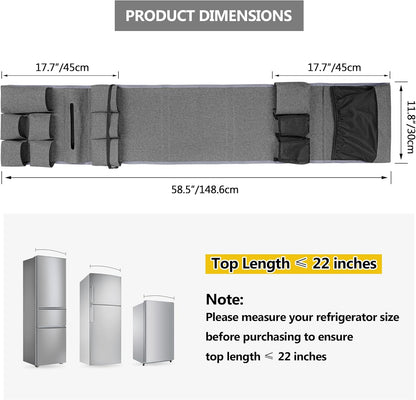 Rexmica Mini Fridge Organizer - 14 Pocket Dust Cover Storage Bag for Home, Office & Dorm | Gray