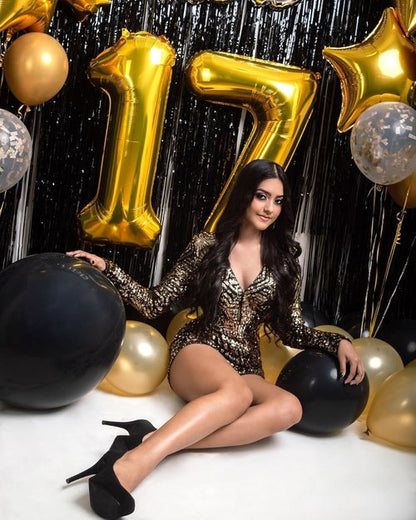 Gold Number 17 Balloon - 40 Inch Golden Birthday Decoration for 17th Celebration | Perfect for Boys & Girls