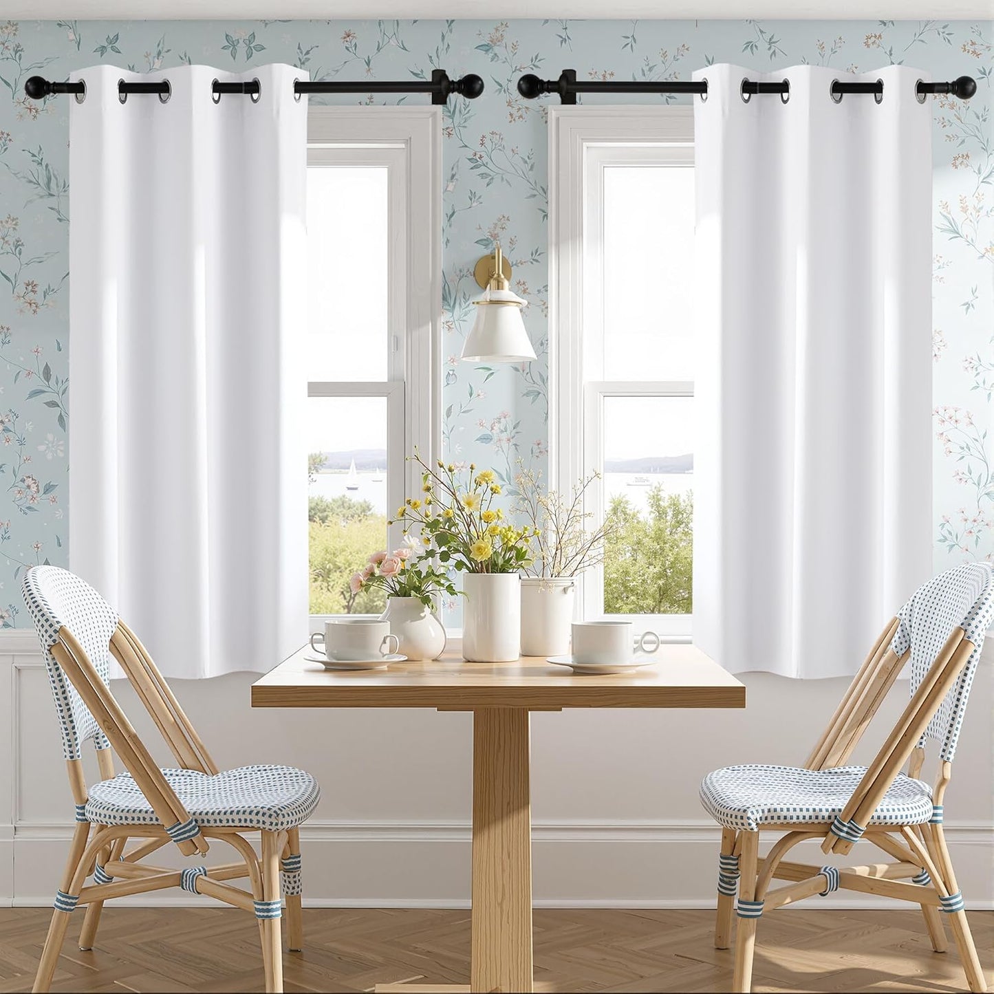 NICETOWN 100% Blackout Window Curtain Panels - Thermal Insulated Drapes, Snow White, 42" Wide, 50" Length, Set of 2