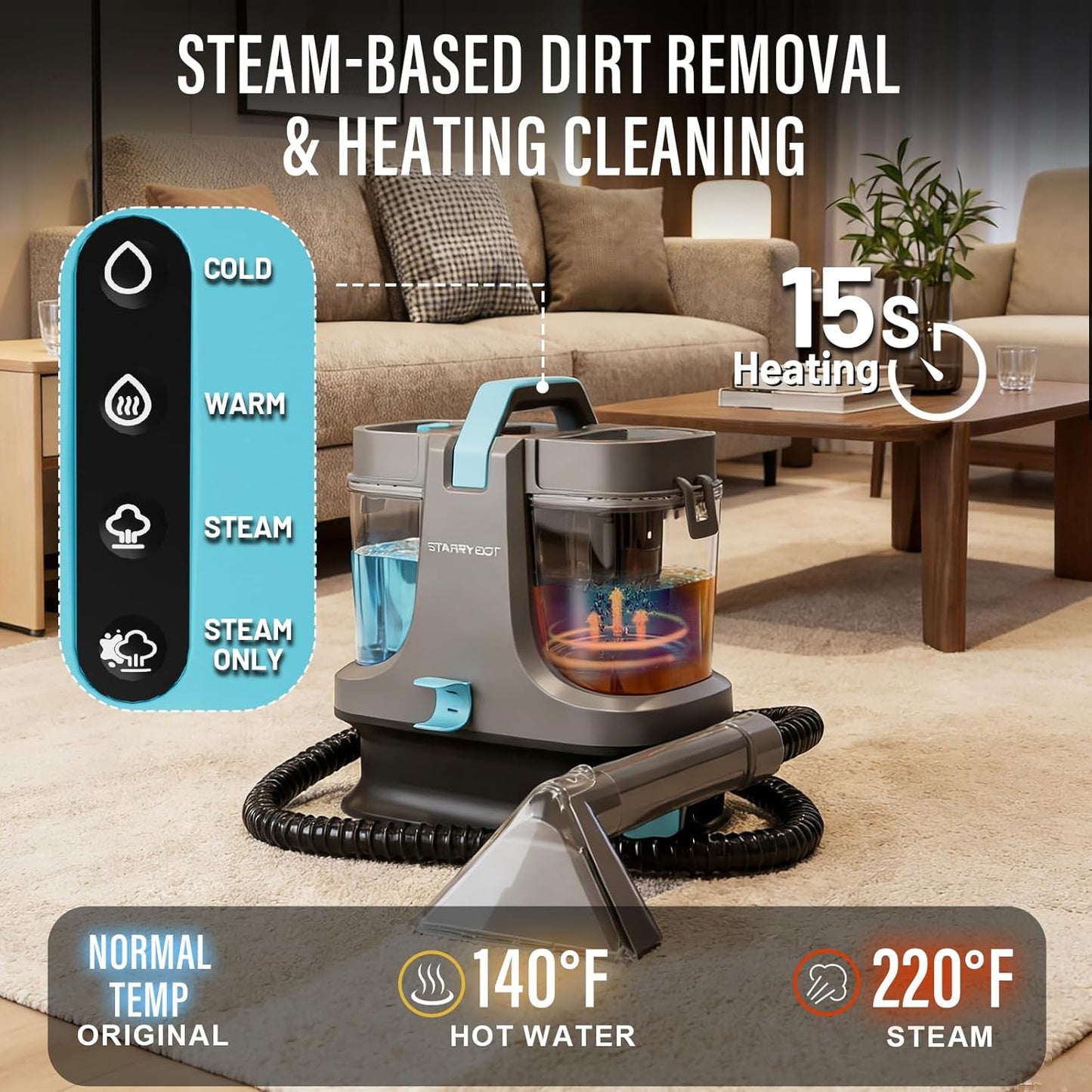 Starrybot Portable Carpet Cleaner - Powerful Deep Cleaning Machine for Home Use