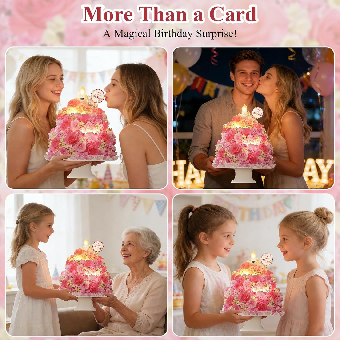 Tcamp Pop-Up Birthday Card - Musical 3D Floral Design | Perfect Gift for Women, Kids & Friends