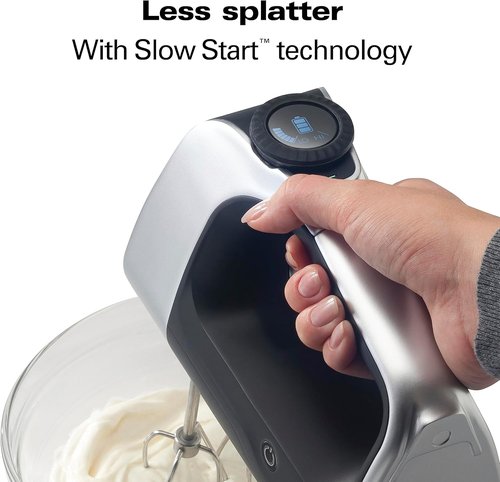Hamilton Beach Professional Cordless Electric Hand Mixer - Infinite Speed Control, LCD Screen, Quick Recharge, Black