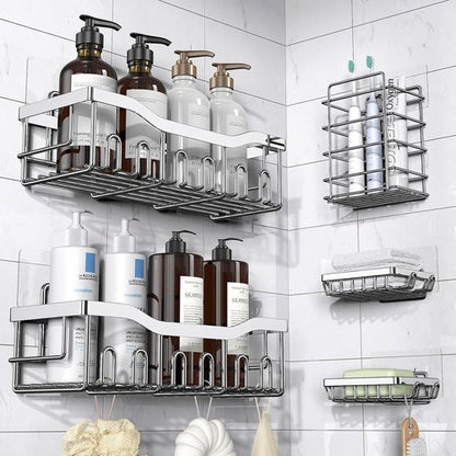 EUDELE Stainless Steel Shower Caddy - Rustproof No Drill Adhesive Organizer | XL Capacity for Bathroom & Kitchen