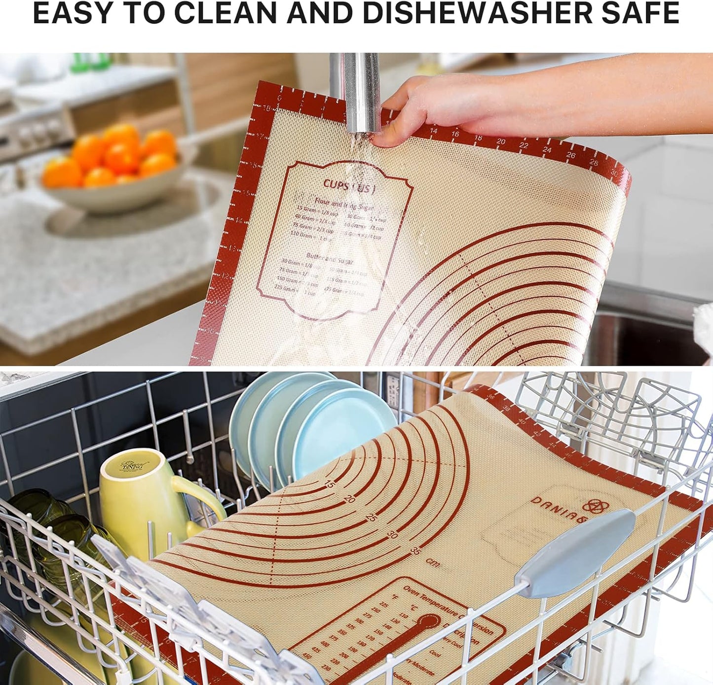 Silicone Baking Mat - Extra Thick Non-Stick Dough Rolling Sheet | 28" x 20" Reusable Food Grade Mat for Cookies, Macarons, Bread