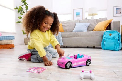 Hot Wheels Barbie RC Toy Car - Remote-Control Pink Convertible for 2 Dolls | Customizable Sticker Sheet
