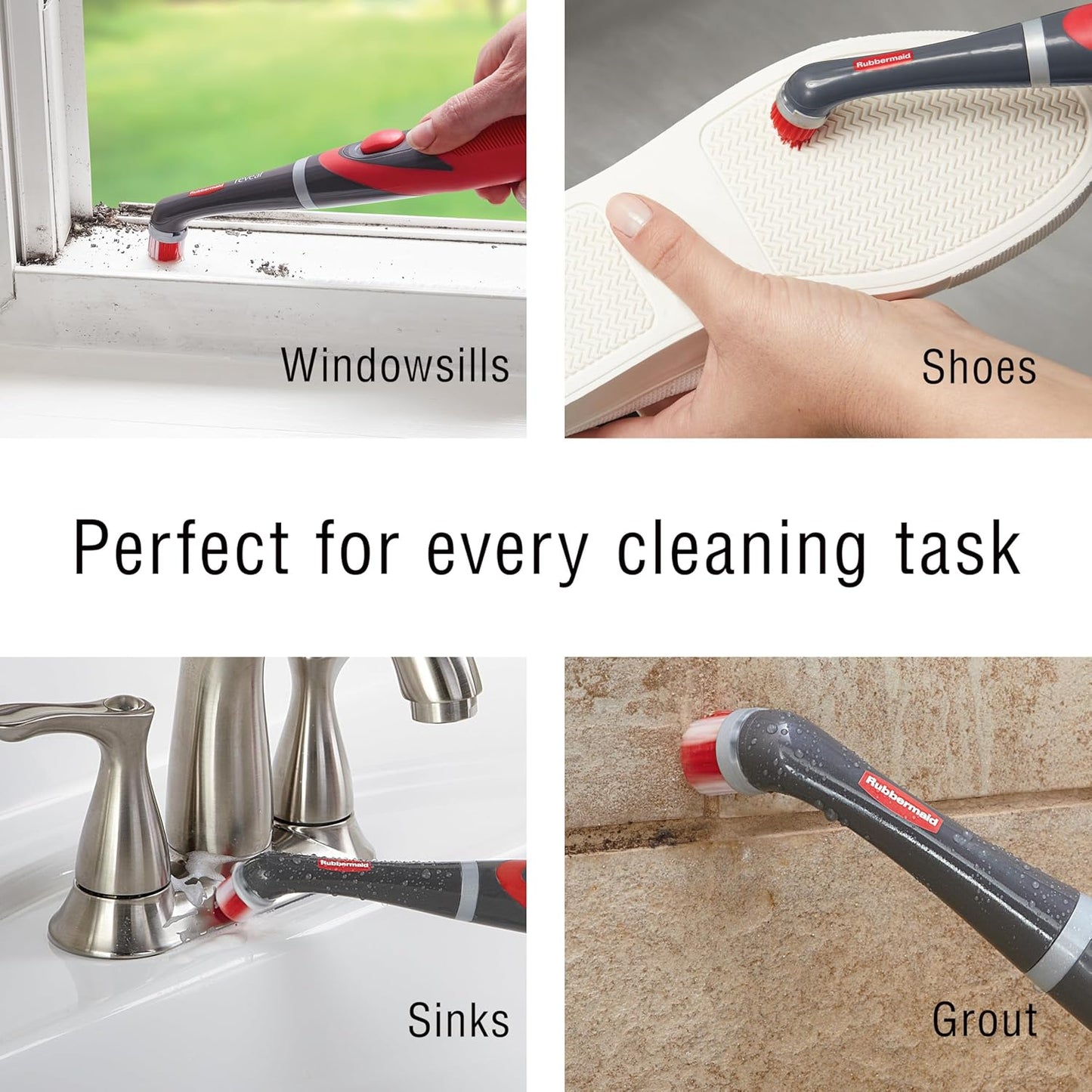 Rubbermaid Reveal Power Scrubber - Cordless Electric Scrub Brush for Home, Kitchen & Bathroom Cleaning