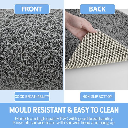Hargiis Non-Slip Bathtub Mat, 2 Pack Anti Slip Shower Mat, Fast Drying Bathtub Mats, Foot Scrubber Mat, Anti Slip Mat for Tub, Floor, Bathroom, Kitchen, Home, Hotel (Grey 24"×16"+24"×16")
