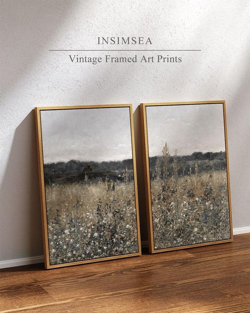 InSimSea Framed Wall Art - Vintage Landscape Canvas Prints for Living Room & Bedroom | 16"x24" Set of 2
