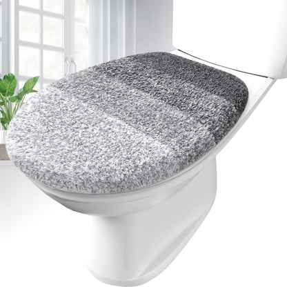 OLANLY Ombre Bath Rug Set - Soft Grey Bath Rug (30x20) & Toilet Lid Cover (17.5x15)