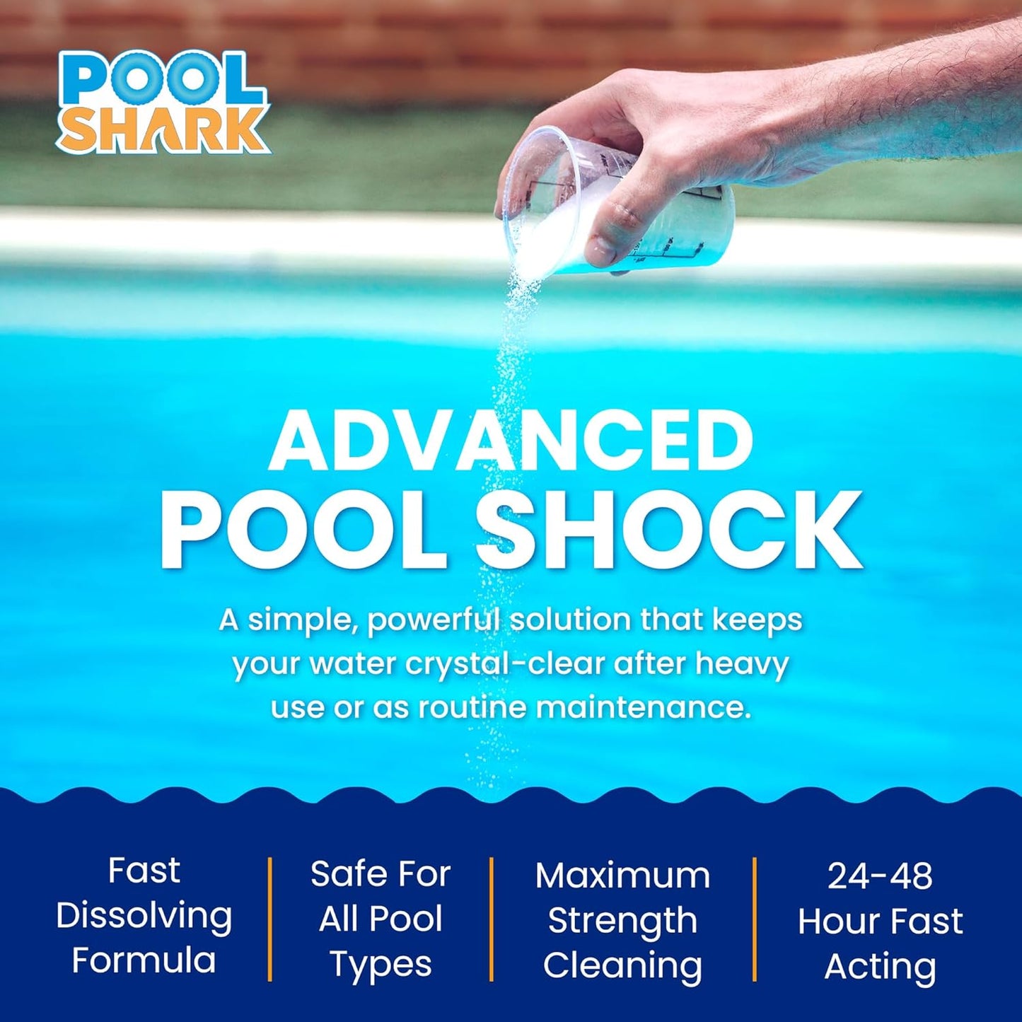 Pool Shark 68% Calcium Hypochlorite Pool Shock - 12 Pack Chlorine Granules | 1 lb Bags for Inground & Above Ground Pools