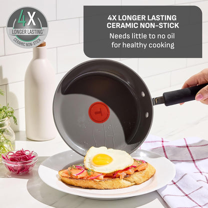 T-Fal Ultimate Hard Anodized Cookware Set - 12-Piece Ceramic Nonstick, Oven Safe Up to 400°F, Stone Finish