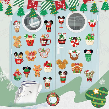 Mouse Christmas Cruise Door Magnets – 24 Pcs Gingerbread Ship Decorations
