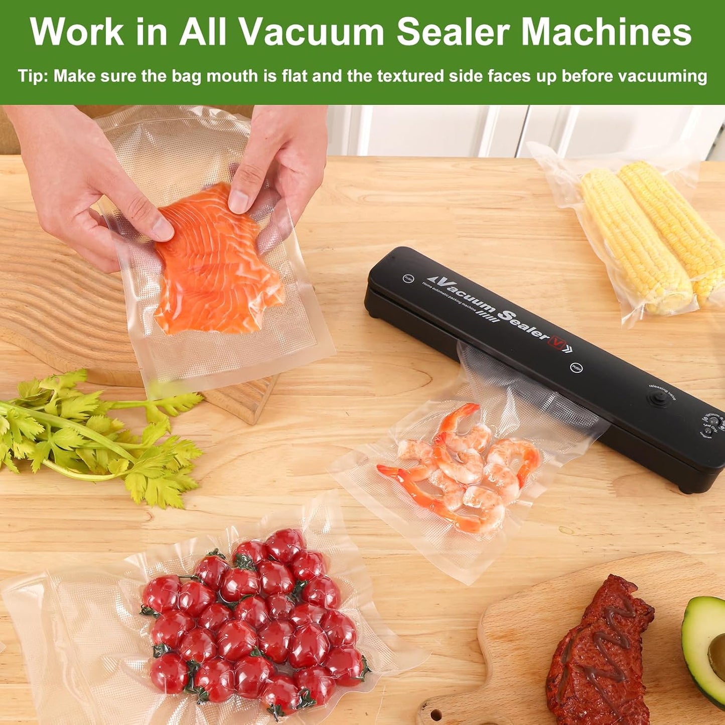 Moretoes Vacuum Sealer Bags - 110pcs BPA-Free Quart Size 8" x 12" | Pre-Cut Commercial Grade for Food Storage & Meal Prep