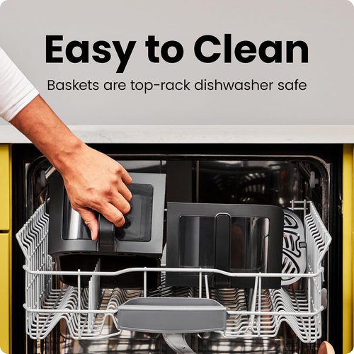 CHEFMAN 6 Quart Dual Basket Air Fryer - Easy View Windows, Sync Finish, Auto Shutoff | Black
