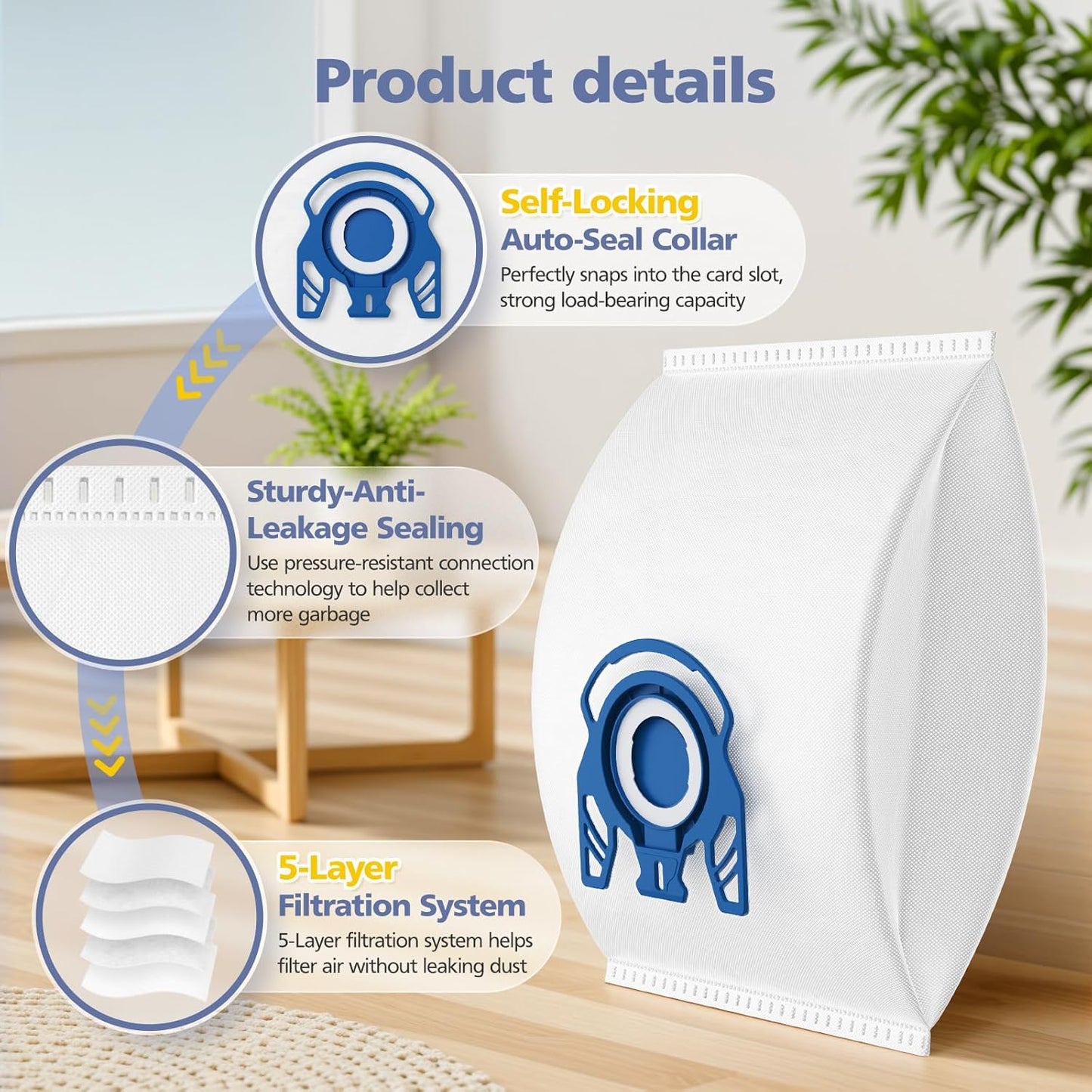 Miele 3D Airclean Vacuum Bags - 20 Pack Replacement for Classic C1, C2, C3, S2, S5, S8 Series