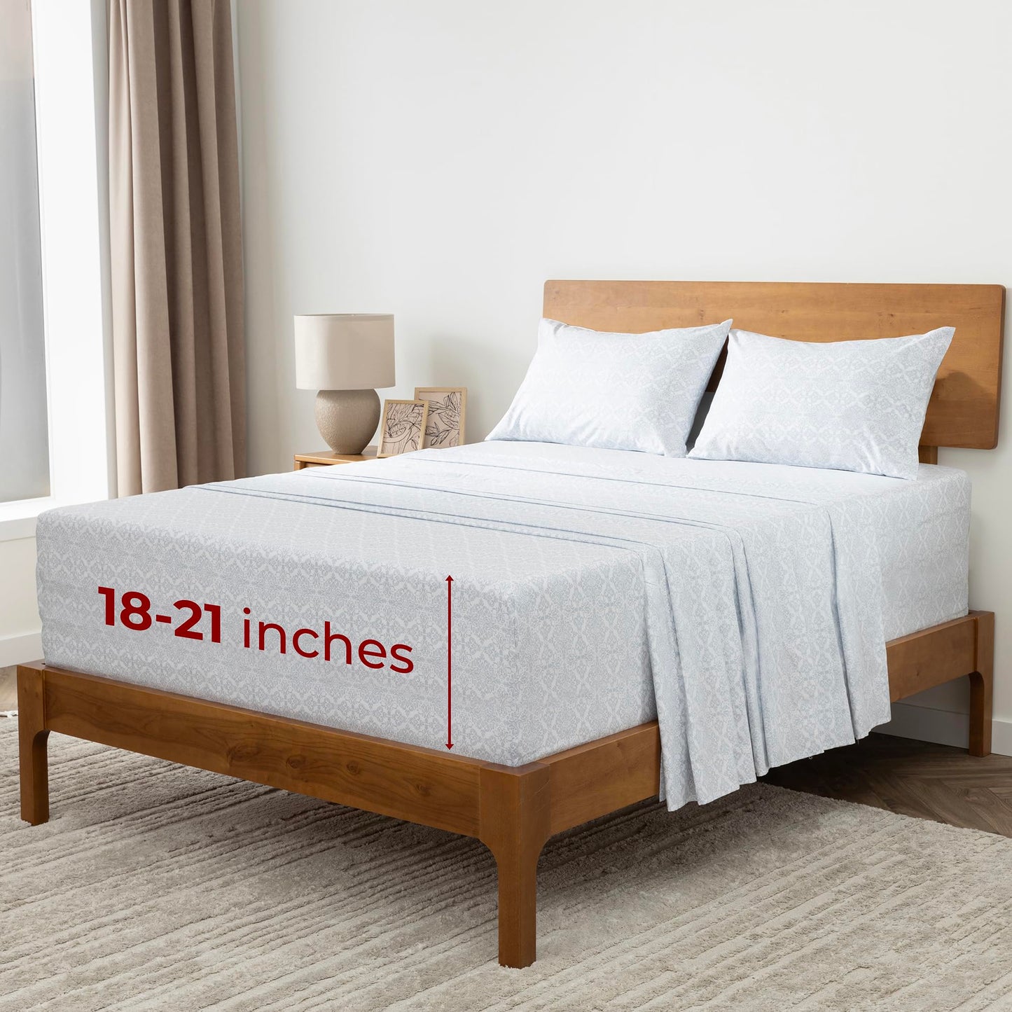 Mellanni Extra Deep King Sheets - 4 PC Iconic Collection Bedding - Hotel Luxury, Ultra Soft, Cooling Bed Sheets - Wrinkle, Fade, Stain Resistant (King, Laced Sky Blue)