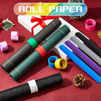 Leyndo Wrapping Paper Roll Holder Clips - 36 Pcs Silicone Snap Bands for Easy Gift Wrapping | Multi-Color