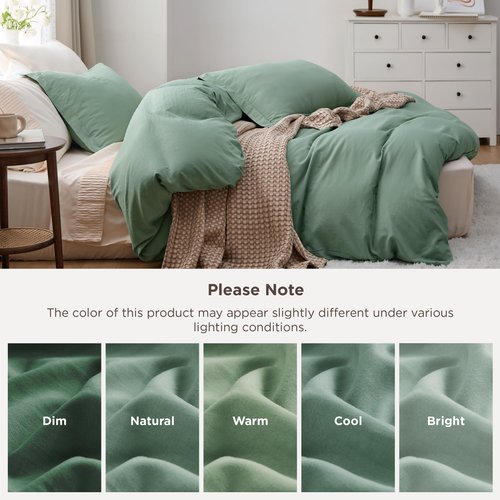 Bedsure Sage Green Duvet Cover Twin/Twin XL Size - 2 Pieces Prewashed Polyester Extra Soft Bedding Set, Includes 1 Twin Duvet Cover 68''x90'' with Zipper Closure & 1 Pillow Sham, No Comforter