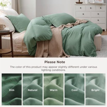 Bedsure Sage Green Duvet Cover Twin/Twin XL Size - 2 Pieces Prewashed Polyester Extra Soft Bedding Set, Includes 1 Twin Duvet Cover 68''x90'' with Zipper Closure & 1 Pillow Sham, No Comforter