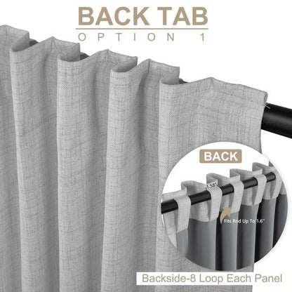 100% Blackout Shield Linen Blackout Curtains for Bedroom 80 Inches Long,Back Tab/Rod Pocket Living Room Drapes,Thermal Insulated Textured Blackout Curtains 2 Panels Set,50" W x 80" L,Grey