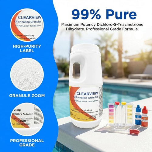 ClearView Chlorine Granules - Fast Dissolving Pool Chlorine Shock for Spas & Hot Tubs | 2.2 Lbs