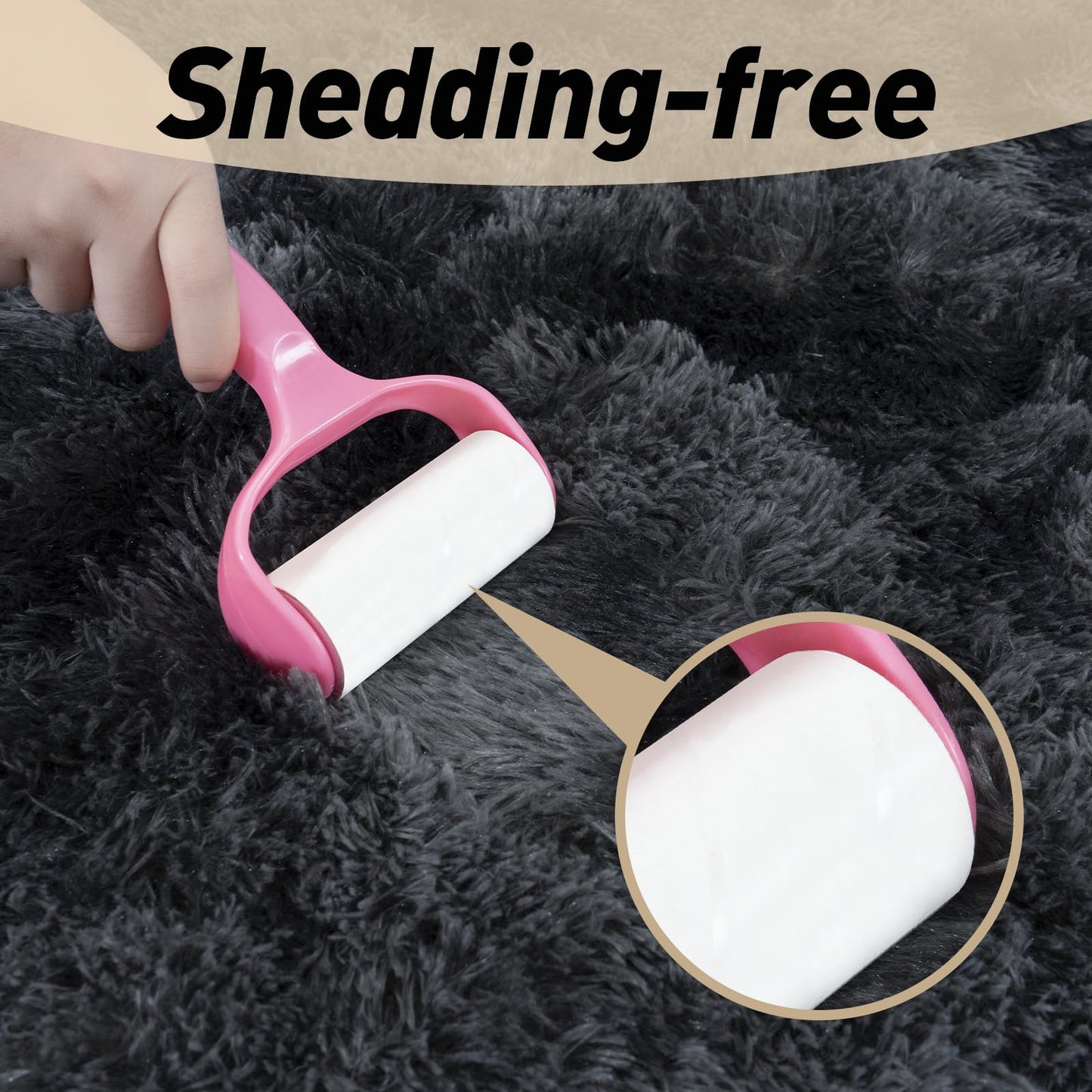 Mugorn 5x7 Rugs for Living Room, Large Fluffy Area Rugs for Bedroom, Soft Carpet Shag Kids Rug with 4 Non-Slip Rug Pads (Black Grey Tie-Dyed, 5ft x 7ft)