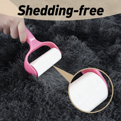 Mugorn 5x7 Rugs for Living Room, Large Fluffy Area Rugs for Bedroom, Soft Carpet Shag Kids Rug with 4 Non-Slip Rug Pads (Black Grey Tie-Dyed, 5ft x 7ft)