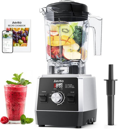 Aeitto 1800W Professional Countertop Blender - 68Oz Large Capacity | 3 Programs & 7 Speeds for Smoothies & Frozen Drinks - Black