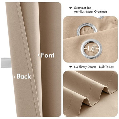 MIULEE Beige Blackout Curtains - Bedroom Window Treatment Curtains Thermal Insulated Room Darkening Drapes for Living Room Kitchen Grommet Top Light Blocking Drapery, 40 x 54 Inches Long, 2 Panels