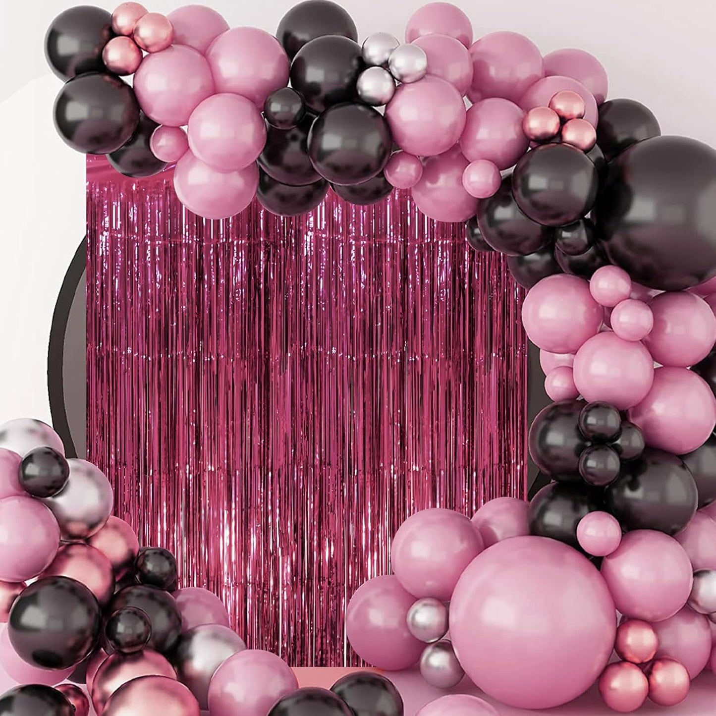 Voircoloria Foil Fringe Backdrop Curtains - 3 Pack Burgundy Tinsel Streamers for Parties | 3.3 x 8.2 ft