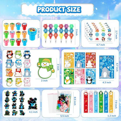 BenLouis Snowflake Holiday Classroom Gift Prizes - Winter Party Favors for Kids | 12-Set Goodie Bag Stuffers