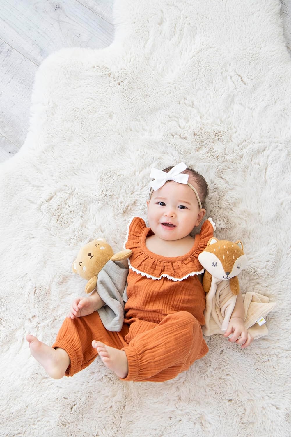 Pearhead Fox Baby Lovey - Organic Cotton Muslin Security Blanket | Soft, Breathable Snuggle Toy for Newborns 0+ Months