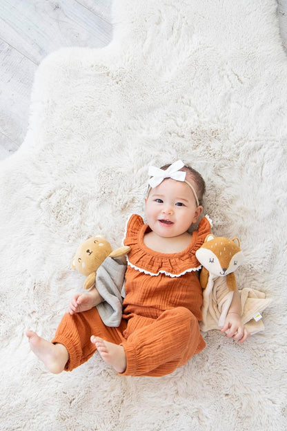 Pearhead Fox Baby Lovey - Organic Cotton Muslin Security Blanket | Soft, Breathable Snuggle Toy for Newborns 0+ Months