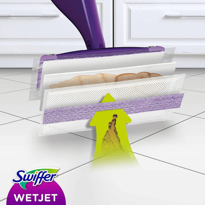 Swiffer WetJet Floor Spray Mop Starter Kit - Includes 1 Mop, 5 Pads, 1 Solution & 4 Batteries