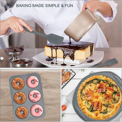 Aschef 9-In-1 Nonstick Silicone Baking Set - Versatile Bakeware Kit for Cakes, Muffins & More | Heat Resistant Molds & Tray