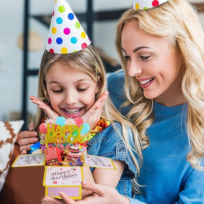 JY-King Happy Birthday Pop-Up Card - Colorful 3D Celebration Box for Adults & Kids | Perfect Handmade Gift