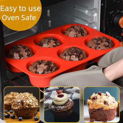 CAKETIME Silicone Muffin Pan Set | 3-Piece Bakeware - Mini 24 Cups, Regular 12 Cups, Jumbo 6 Cups