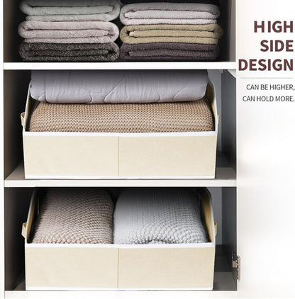 Homsorout Cube Storage Organizer - Large Trapezoid Bins with Handles | 4-Pack Beige Baskets for Clothes, Blankets, Books