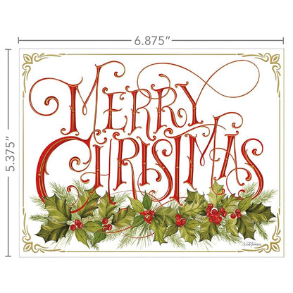 Lang Christmas Holly Boxed Cards with Envelope Set – 18 Linen-Embossed Holiday Greeting Cards