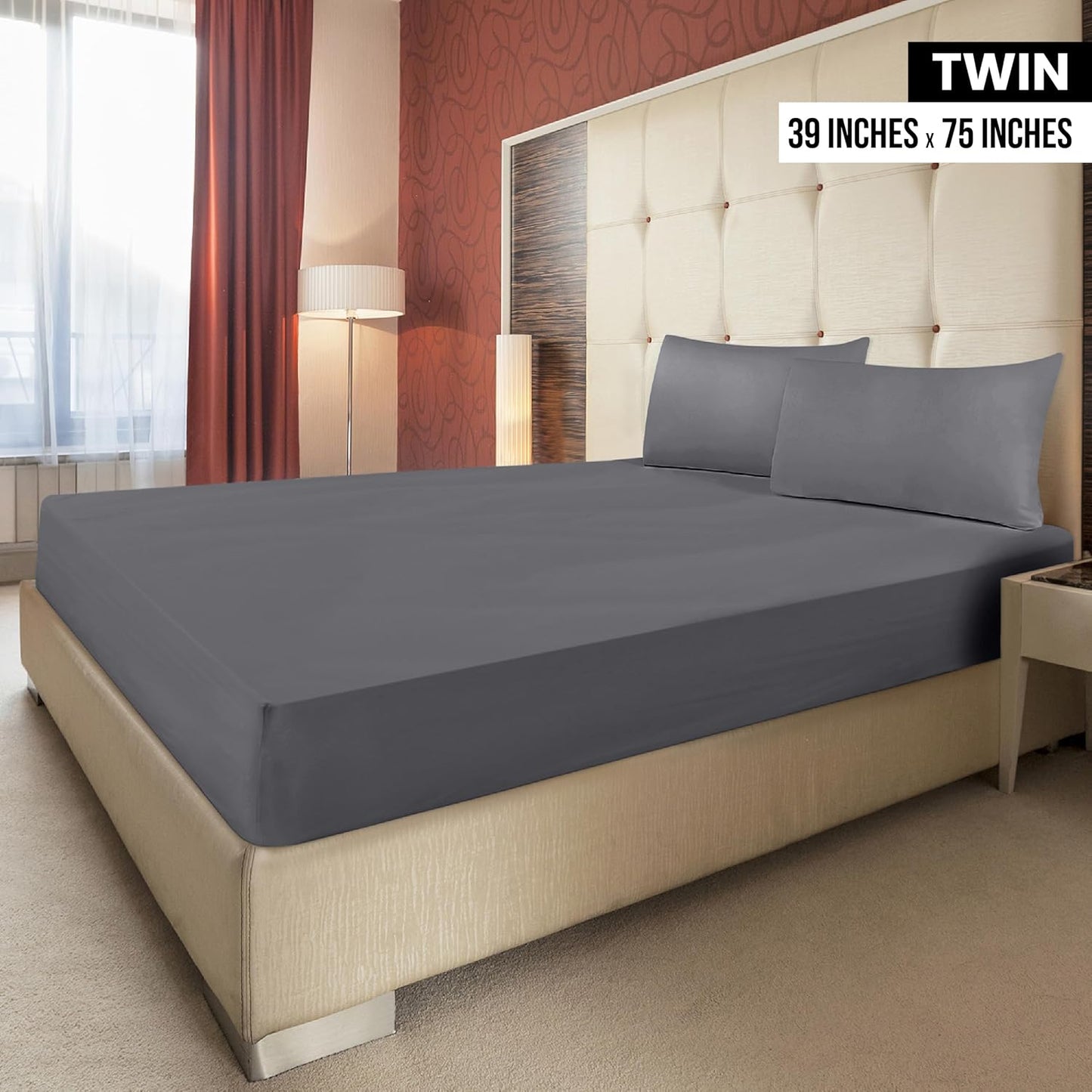 Utopia Bedding Twin Fitted Sheets - Soft Brushed Microfiber - Deep Pockets - 4 Pack in Grey