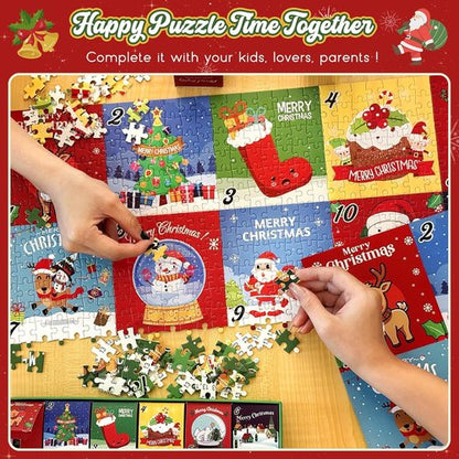 Advent Calendar 2024 | Kids Jigsaw Puzzle - 1008-Piece Christmas Countdown with 24 Cute Patterns, 27.6x19.7 In