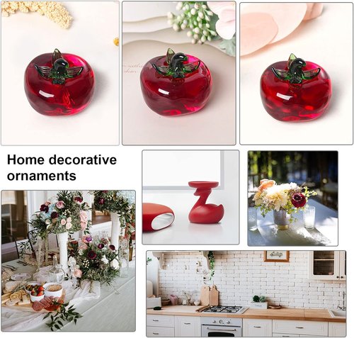 LONGWIN Glass Mini Tomatoes Figurines - Collectible Crystal Fruit Ornaments for Home Decor