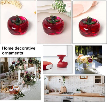 LONGWIN Glass Mini Tomatoes Figurines - Collectible Crystal Fruit Ornaments for Home Decor