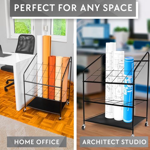 Blueprint Holder Storage Organizer - 20-Compartment Rack for Posters, Maps & Papers