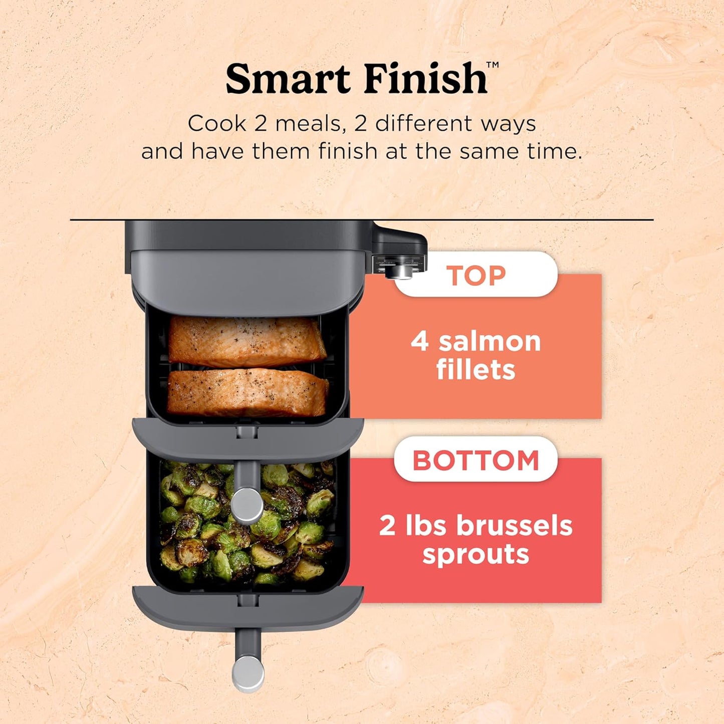 Ninja Air Fryer - 10QT Double Stack XL 2-Basket | Cooks Whole Chicken & Feeds 8 People - Grey SL401